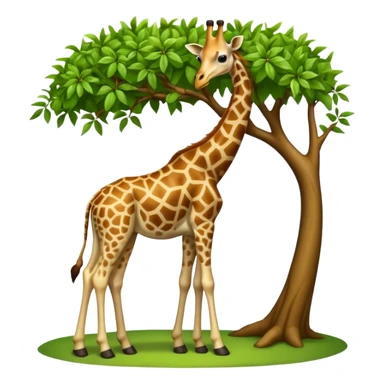 giraffe eating leaves from a tree sticker