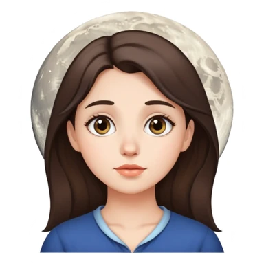 Brunette girl looking at the moon sticker