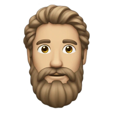 Man with beaultiful hair, beard, a kit bit strong sticker