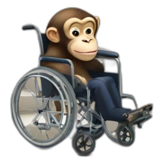 putin monkey wheelchair on stairs sticker