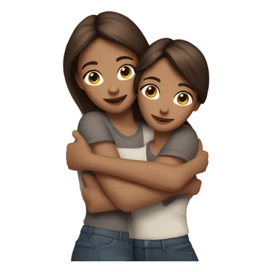 Two brunette girls hugging sticker