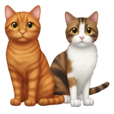 Brown cat and orange cat and black fluffy cat standing next to eachother sticker