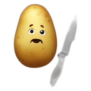 potato holding knife sticker