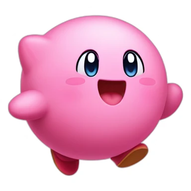 cute happy classic Kirby jumping sticker