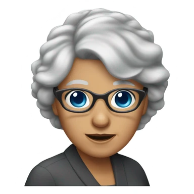 Blue eyes younger grandma with longer gray hair and sunglasses  sticker