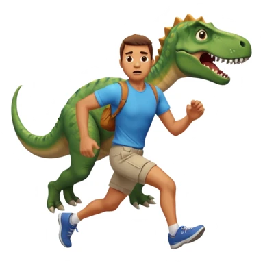 Dude running away from dinosaur sticker