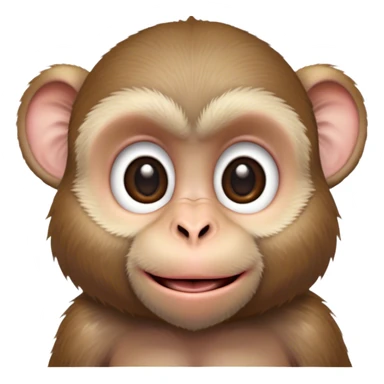Cinematic Cute Macaque Portrait Emoji, Head tilted playfully and inquisitively, with a charmingly mischievous face accented by soft, fuzzy fur and round, sparkling eyes filled with curiosity, Simplified yet irresistibly adorable features, highly detailed, glowing with a warm, friendly glow, high shine, affectionate and lively, stylized with a touch of primate whimsy, bright and endearing, soft glowing outline, capturing the essence of a playful macaque that seems as if it could jump out of the screen into your arms! sticker