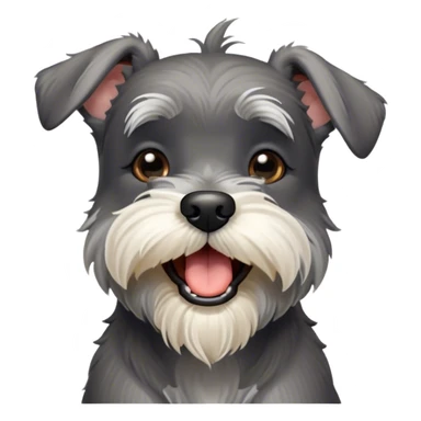 Cinematic Cute Yawning Miniature Schnauzer Portrait Emoji, Head cocked with a wide, adorable yawn and droopy, charming eyes, featuring a neatly trimmed, lovable salt-and-pepper fur, simplified yet irresistibly cute, highly detailed, glowing with a warm, relaxed radiance, high shine, exuding a sleepy yet spirited charm, styled with a soft, cozy glowing outline, capturing the essence of a Miniature Schnauzer mid-yawn, radiating pure, drowsy cuteness! sticker