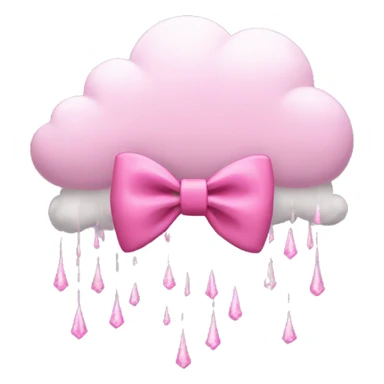 cloud raining pink bows sticker