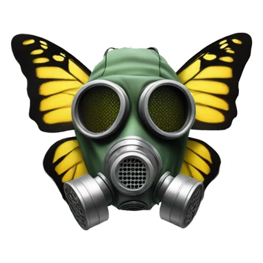 Butterfly wearing gas mask sticker