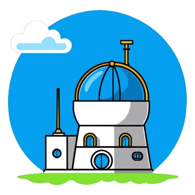 High-altitude observatory surrounded by clouds sticker