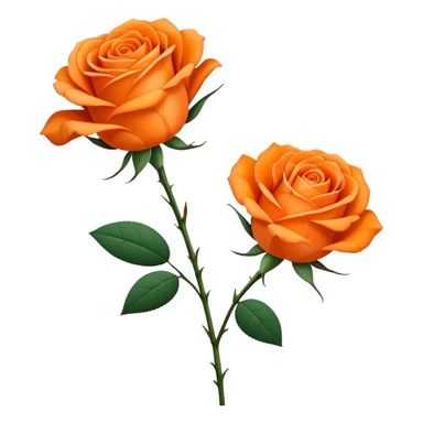 single Vibrant Orange Tea Rose, straight stem sticker
