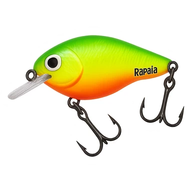 bright chartreuse and orange Rapala fishing lure side view sticker