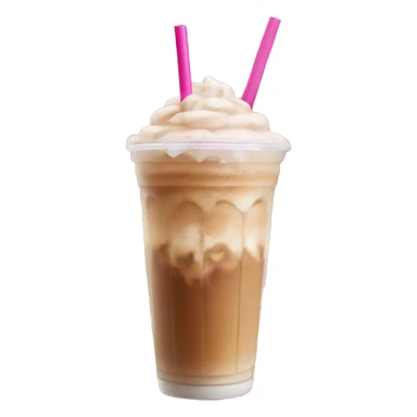 iced latte and a pink straw  sticker