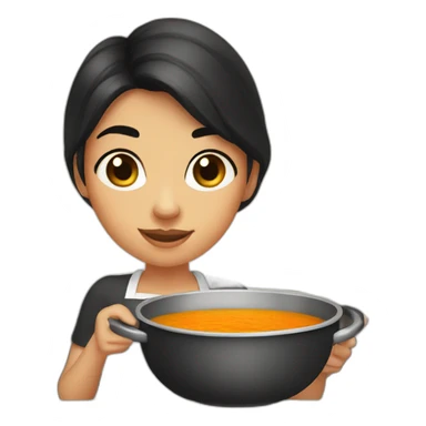Girl with dark eyes and dark hair, cooking soup with pumpkin  sticker