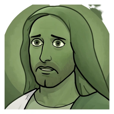 Jesus in a playful meme style, humorous expression, lighthearted, modern meme vibe sticker