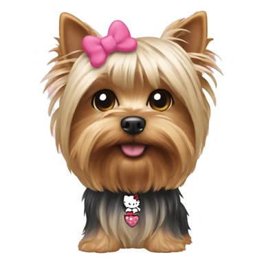 Yorkie dog with hello kitty sticker