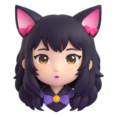 chibi anime catgirl face, playful sticker