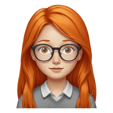 Girl with long orange hair and glasses sticker