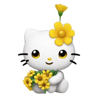 Hello kitty holding yellow flowers  sticker
