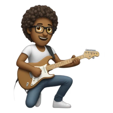 Brown man Whith glasses plays electric guitar sticker