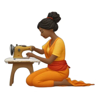 Woman Embroiderying sticker