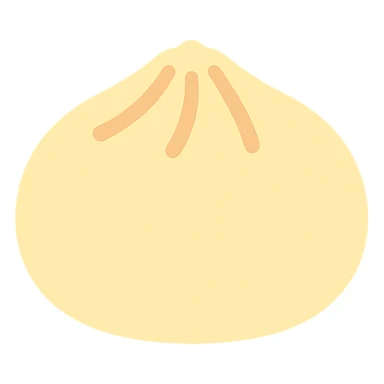 baozi, Chinese steamed bun with pleated top, color icon sticker