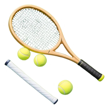 A detailed tennis racket resting on lush green grass beside a bright yellow tennis ball. The scene captures the essence of classic lawn tennis, with a crisp and clean background emphasizing the elegance and tradition of the sport sticker