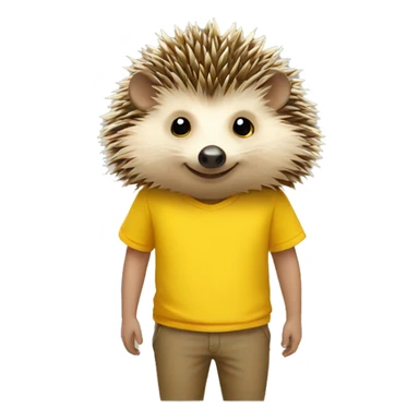 hedgehog in a yellow T-shirt sticker