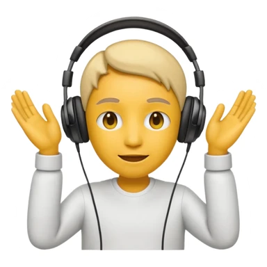 emoji with head phone holding both hands listening  sticker