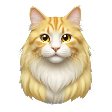 long hair yellow cat, have "()" around the cat's mouth with white color. white color chest hair sticker