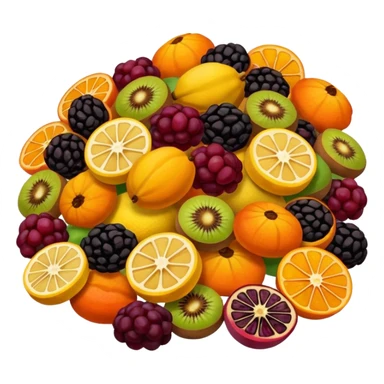 a pile of colorful dried fruit, simple, clear sticker