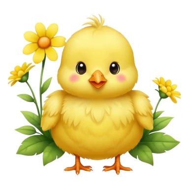 Little cute chick with flowers  sticker