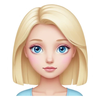 Pastel pink, blonde girl, blue eyes, long eyelashes, cute sticker