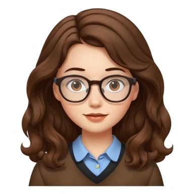Nerdy girl with glasses, wavy long hair sticker