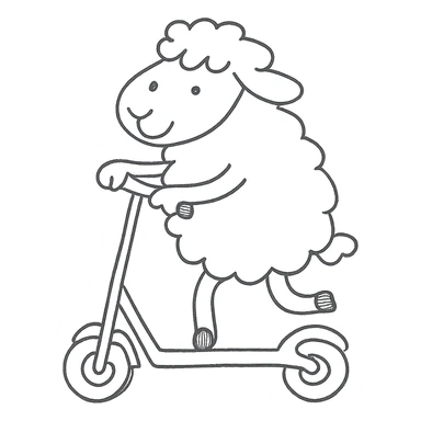 sheep riding a scooter sticker