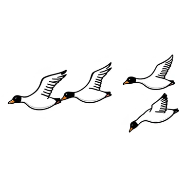 small Canadian geese flying in a classic V formation, lead goose at the right, easily identifiable as Canadian geese, for encouragement sticker