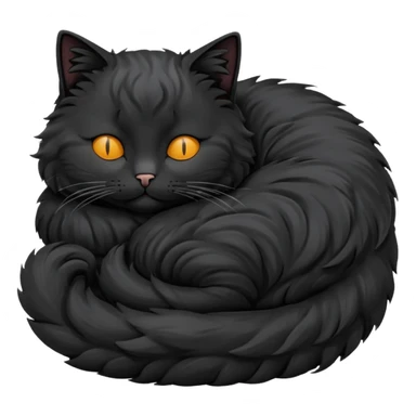 Curled Sleeping Cat black sticker