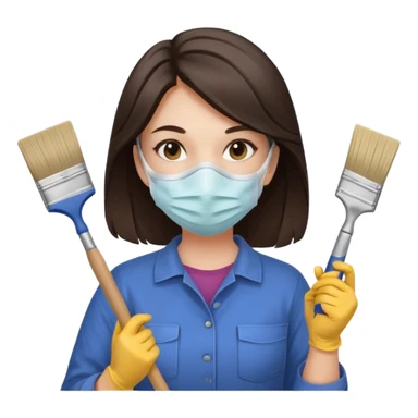 brunette girl renovating her apartment sticker