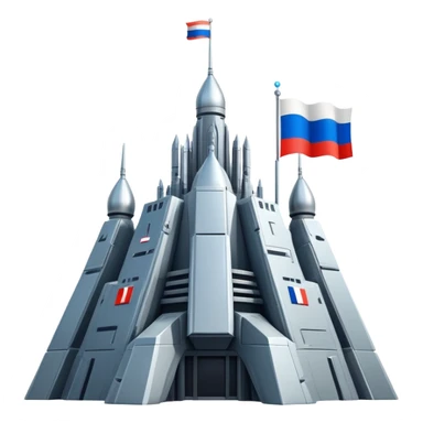 Enormous Russian space fortress with flag-inspired design elements sticker