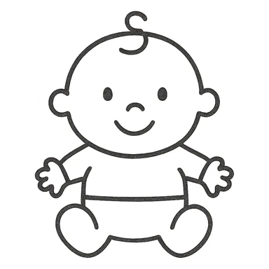 hand-drawn outlined icon of a baby sticker