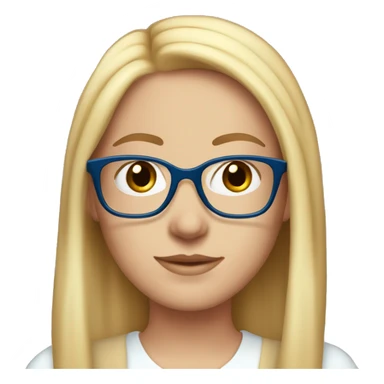 White-girl-with-long-straight-hair-red-head-eyes-blue-wearing-wire-rim-glasses-blouse-formal-white sticker