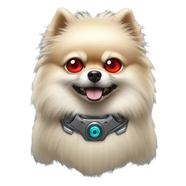 angry pomeranian cyborg with red eye sticker