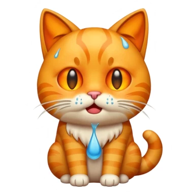 Emoji cat full body hurt and crying orange sticker