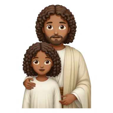 Jesus with a black girl with curly hair  sticker