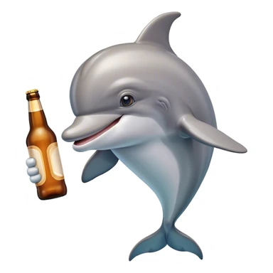 Dolphin with beer sticker