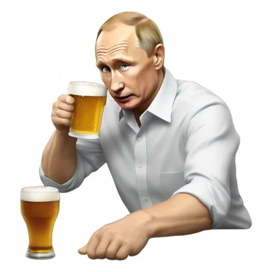 Vladimir Putin downing a pint  sticker