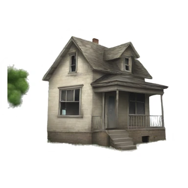 Abandoned one story  house sticker