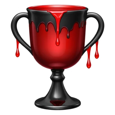Dark gothic chalice with red liquid dripping, iOS emoji style, clean lines, high contrast sticker