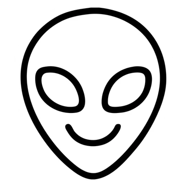 cute alien head outline showing happiness sticker